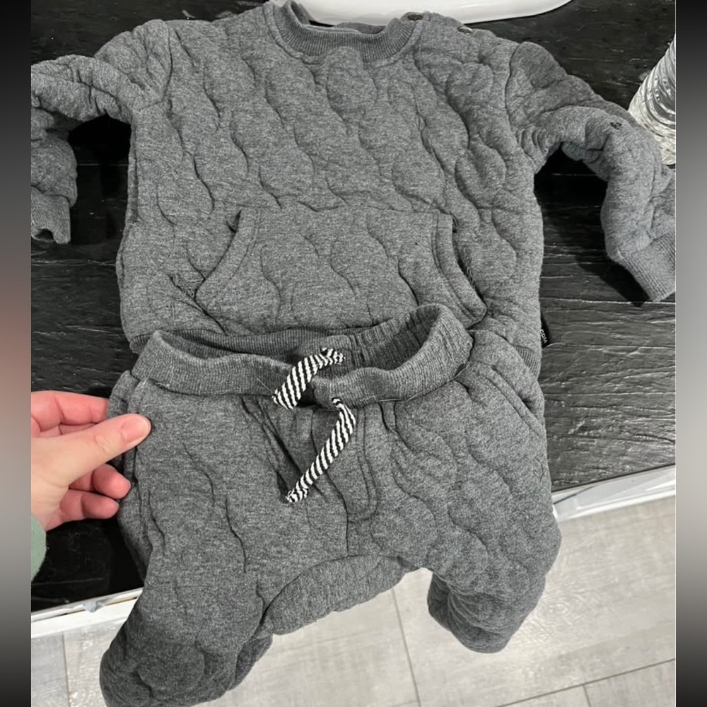 Gray Quilted Baby Outfit